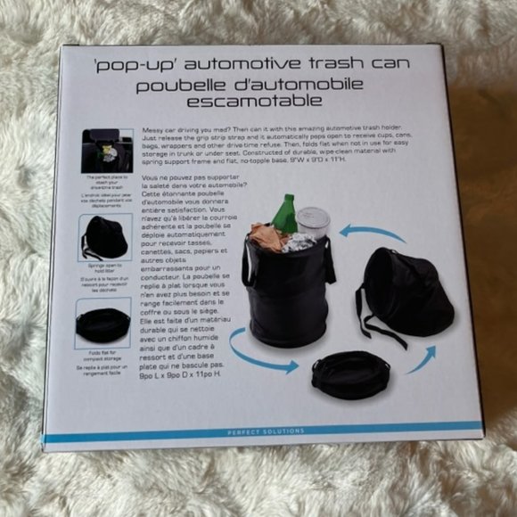 2/$25 Perfect Solutions Pop-up Automotive Black Trash Can NIB - Picture 2 of 4